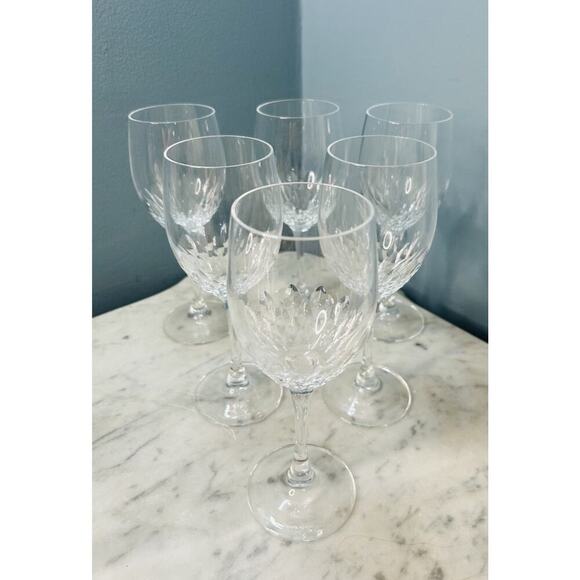 6 Cristal D’Arques-Durand Capella Crystal 8” Wine Glasses Water Goblets Vintage - Picture 3 of 13